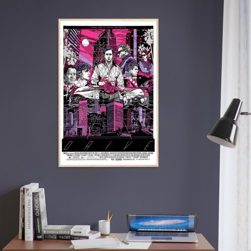 Drive 2011 Framed Poster, Tyler Stout Neo-Noir Art, Synthwave Crime Film - Picture 38 of 42