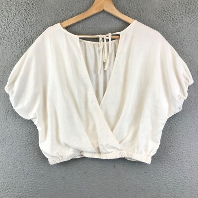 Madewell Womens Linen Blend Michele Bubble Top Lighthouse Size M