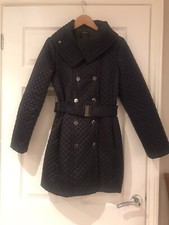 Ladies Principal Petite Navy Fully Lined L/s Quilted Coat  With Pockets Size 6