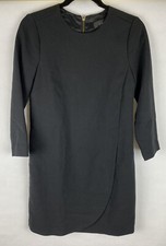 J. Crew Womens Dress Black Shift Faux Wrap 3/4 Length Sleeve Lined