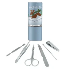 Dachshund Dashing Through the Snow Manicure Pedicure Grooming Travel Kit