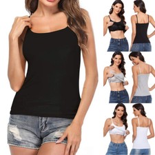 Women Cami Camisole With Built in Bra Push Up Padded Bra Baisc Layer Tank Tops