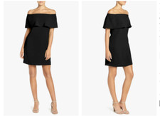 CHARLES HENRY Black Off Shoulder Ruffle Popover Mini Dress M = 8/10 Nordstrom