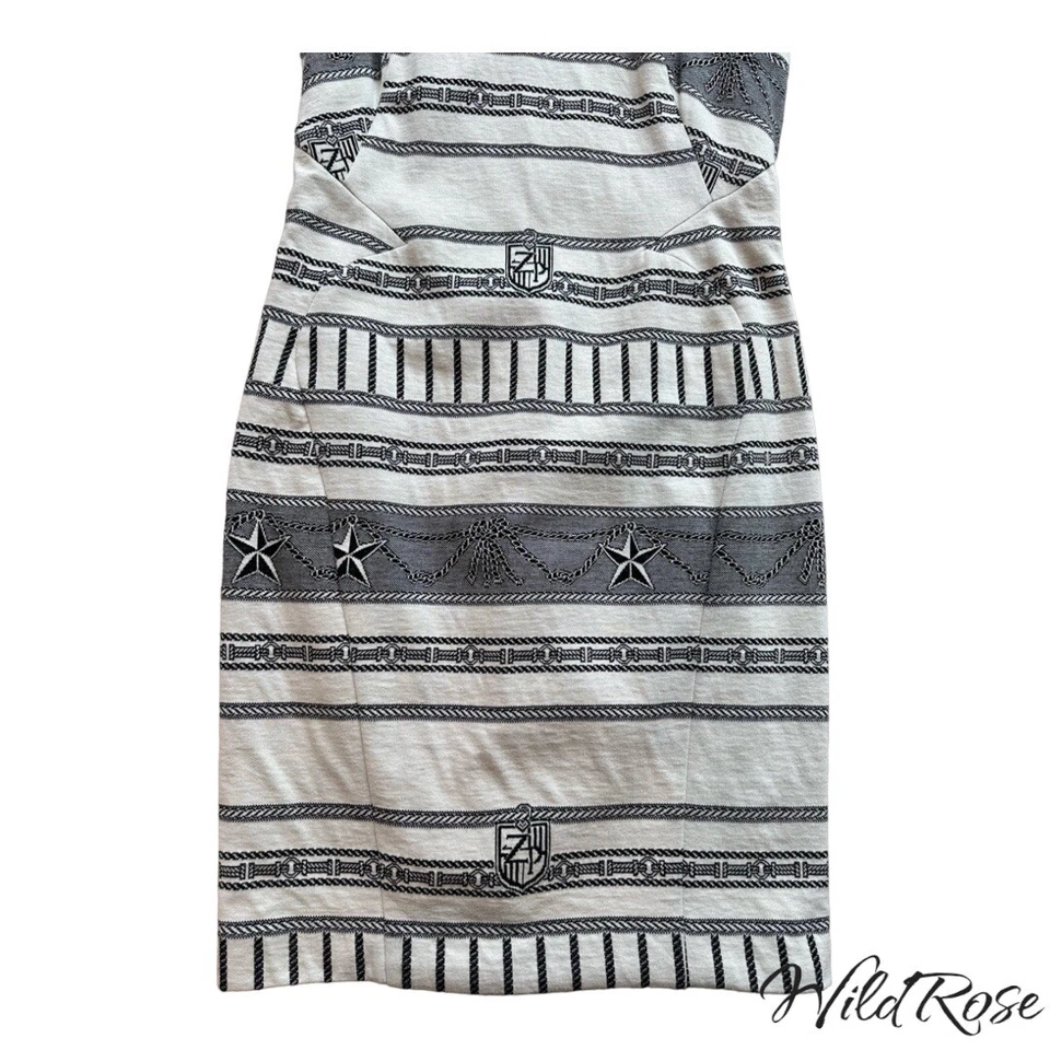 Vestido Vaina ZAC POSEN Blanco y Negro Estrella Náutica Marinero Talla 8 Foto 2 de 4