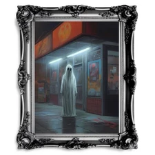 Ghost at Supermarket Gothic Wall Art Paper Poster Prints Spooky Decor Dark Acade