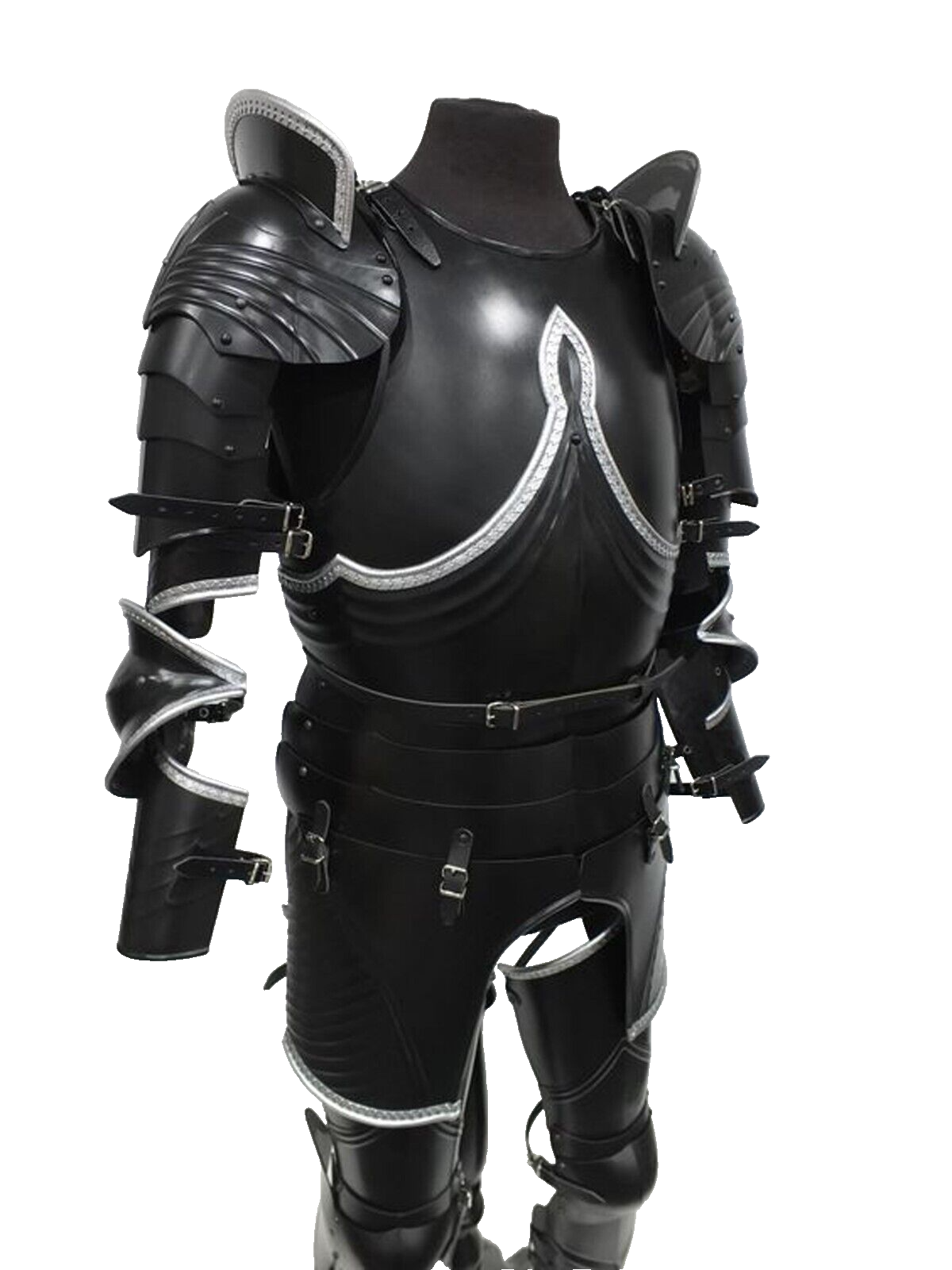 Medieval Black Knight Wearable Suit Of Armor Crusader Combat Full Body helmet-image