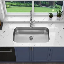 Sinber 30" Undermount Single Bowl 304 Stainless Steel Kitchen Sink MU3018S-ADA