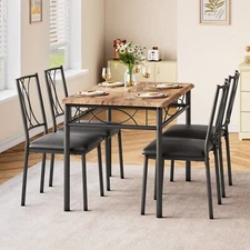Dining Table Set for 4 W/Cushion Chairs 5 Piece Kitchen Table Upholstered Chair