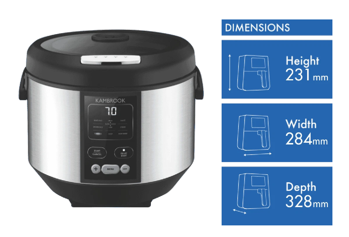 Kambrook Health Steam Plus Multi Electric Slow Cooker Pot KMC655BSS2JAN1