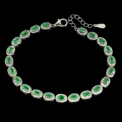 Shola Auténtico Natural Verde Esmeralda Pulsera Plata Esterilina B245