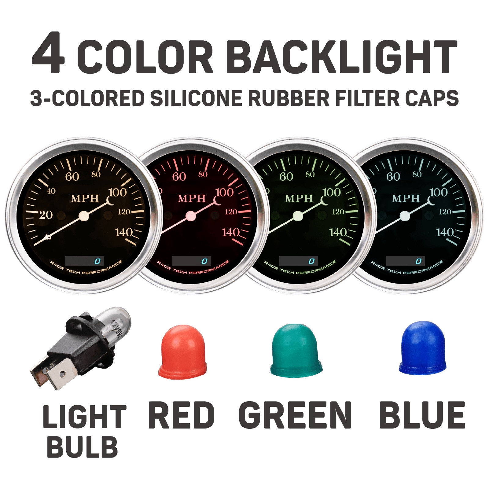 RACETECH Vintage Electrical GPS 6 Gauge Set Black Dial 4 Color 0-90 Ohm Classic