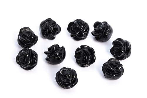 5 Pcs Black Agate Rose Carved Bead Grade AAA Natural Gemstone Beads 8/10/12/14MM - Picture 4 of 7