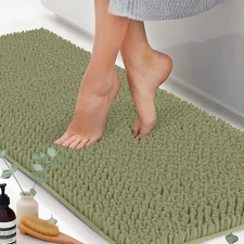 Plush Bathroom Rug 59x21, Absorbent Machine Washable Non Slip Bath Mats, Quic...