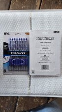 Clip Click Retractable Ball Point Pens 1.0 mm Blue Ink Set of 8 (2 Pack)