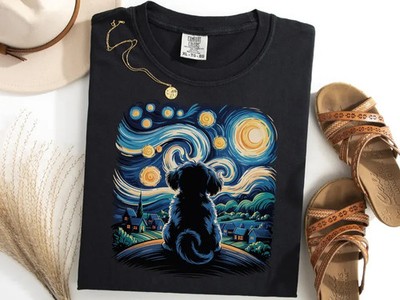 Van Gogh Shih Tzu Starry Night Art Comfort Tee Dog Lover