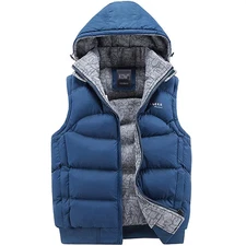 Fashion Sleeveless Jacket Men Thickening Polyester Vest Hat Hooded Warm Vest 