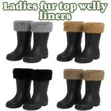 Women’s Wellington Boot Fur Liners  Faux Fur Cuffs for Wellies, Warm Winter Boot
