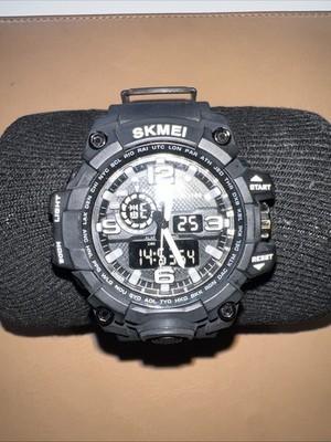 SKMEI men s Sports Watch Shock Resistant Large Face Waterproof 50 M Green Light