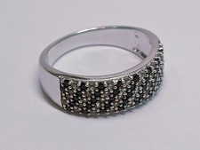 TGGC Size Q Sterling Silver 925 ring ladies multiple black & clear stones stone