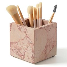 Real Luxurious Natural Marble Toothbrush Holder  Makeup Brush Organizer Pink