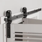 3FT/36'' Bifold Sliding Barn Door Hardware Kit Black Flat Track for 2 Doors