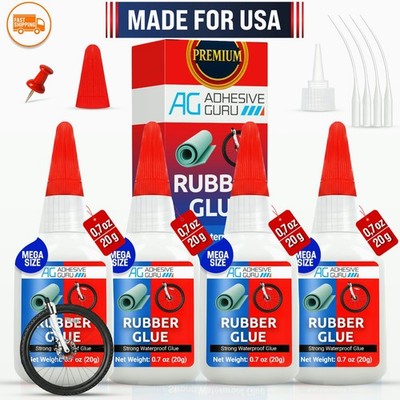 Adhesive Guru Rubber Glue (4x0.7 oz) - Heavy Duty Super Glue for Rubber, rc Tire