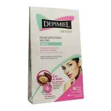 Depimiel Sensitive Facial Wax Strips   16 Units Argan Oil   Depimiel