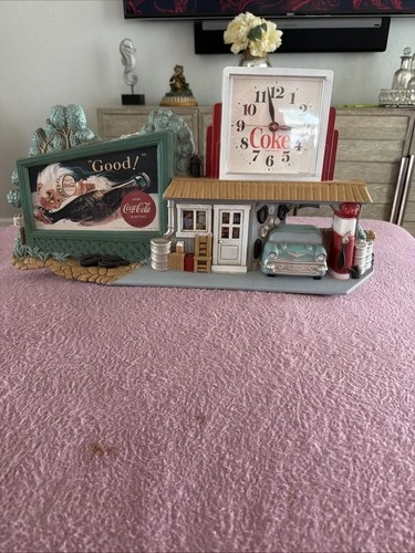 1990 Burwood Coca Cola Vintage Service Gas Station Wall Clock/ TESTED/WORKING