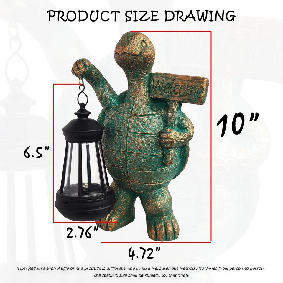 JOYBEE Garden Statues Turtle with Solar Lantern Outdoor Decor-Turtle Solar Figur - Image 3 of 4