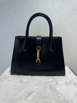 GUCCI Boarded Plutone Calfskin Medium Jackie 1961 Tote Black