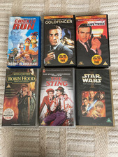 6 Family Entertainment Movie VHS video tapes - James Bond, Star Wars etc.