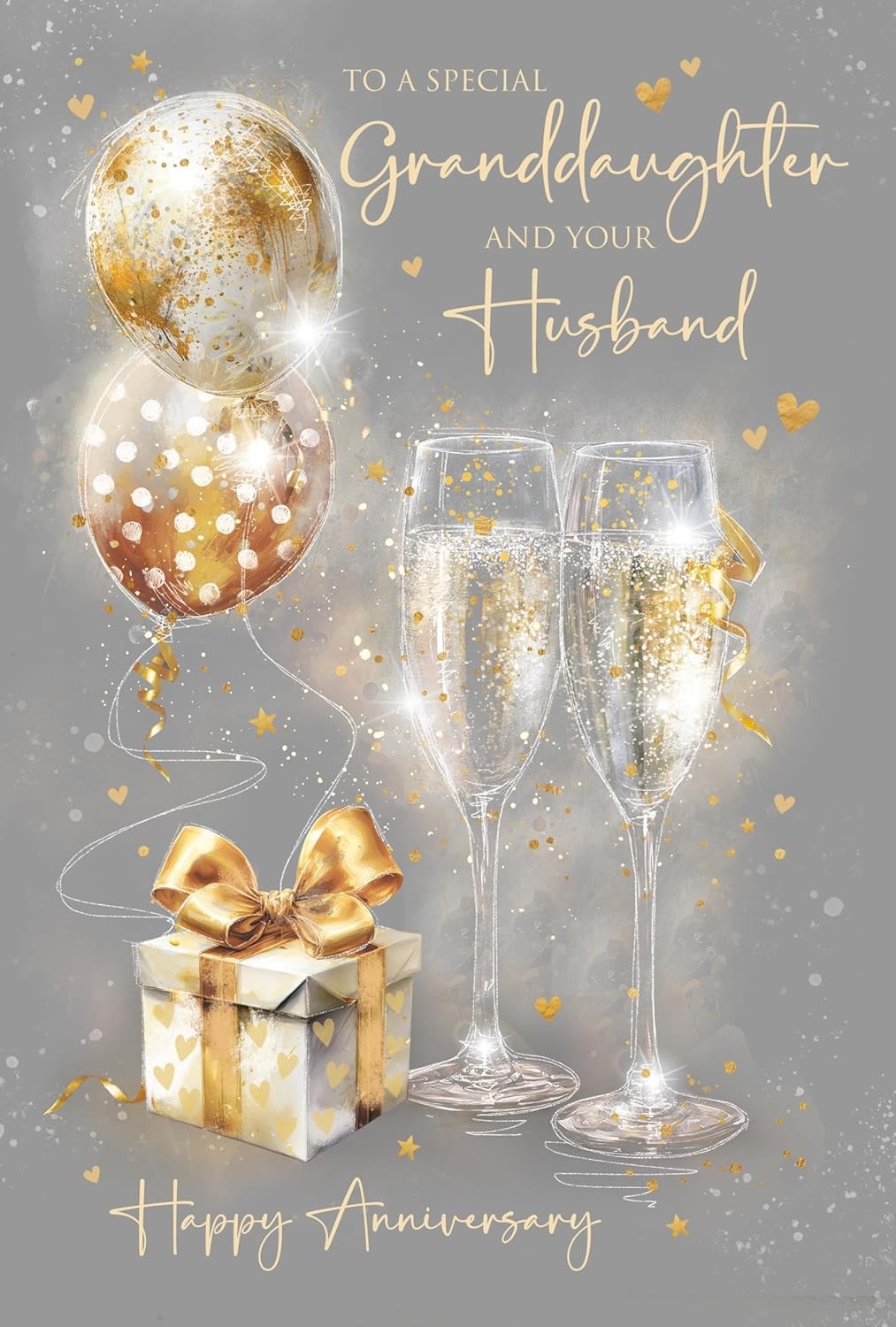 Anniversary Card Granddaughter & Husband - Foil Finish - Cherry Orchard 9"" x 6""