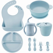 Silicone Baby Feeding Set 9PCS Baby Led Weaning Supplies Self Feeding Utens...