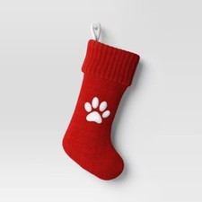 20" Knit Monogram Christmas Stocking Paw Print - Wondershop  