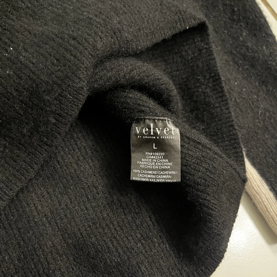 Suéter de cachemir Velvet by Graham & Spencer negro manga L contraste rayas Foto 3 de 4