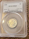1928 Buffalo Nickel PCGS MS65 Gem Brilliant Uncirculated Old Holder