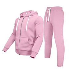 Men's Track suit set Thick Fleece Hoodie Sweatsuit 2 Large Pink-hood