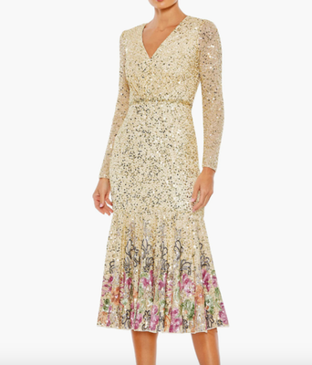 mesh overlay dress long sleeve Colette Mesh Overlay Dress