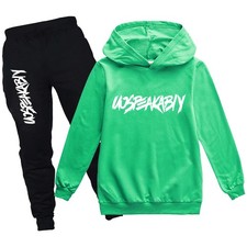 Boy's Tracksuit Pullover Hoodie Jogging Pants Set 2 Pieces Sweatsuit Green,9-...