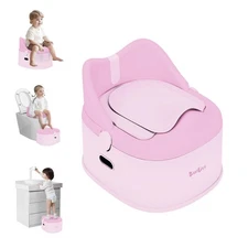 3 in 1 Potty Training Toilet Toddler Seat Step Stool for Boys Girls Pink
