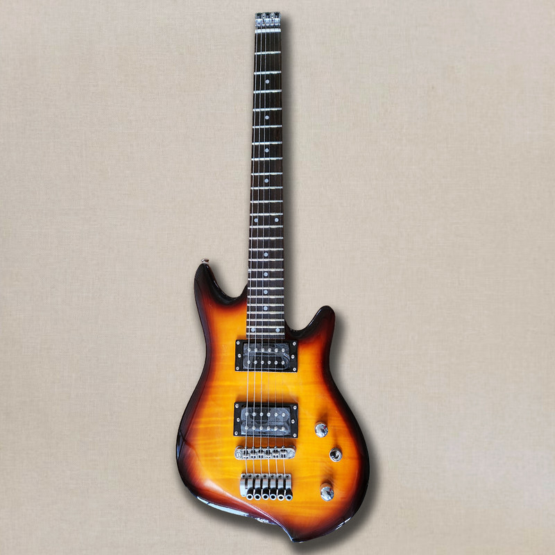 Headless Electric Guitar Rosewood Fretboard Mahogany Body Flame Maple  Sunburst