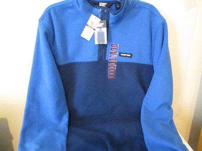 Lands End 1/4 Snap Long SLeeve Fleece Pullover Jacket Mens Navy/Blue XL