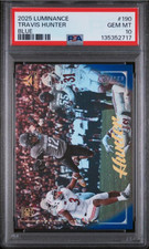 Graded 2025 Luminance Travis Hunter #190 Blue /150 RC Football Card PSA 10
