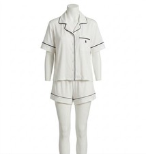 Polo Ralph Lauren Jersey Short Sleeve Pajama Set White Cloud