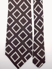 Vintage Brioni Tie Mens Black Gray 100 Silk Check Geometric Necktie