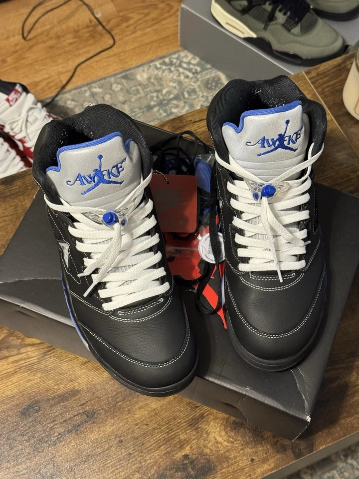 尺码 10.5 - Awake NY x Air Jordan 5 复古 Boro - 赛车蓝色 — 第 4/4 张图片