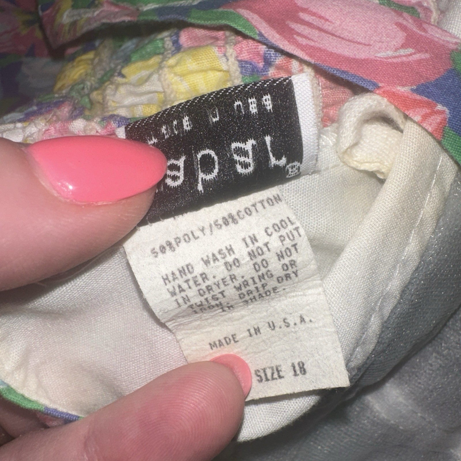 Vintage GaBar Cotton Play Swim Suit Sz 18 Union Label Pretty Tulips Built Bra