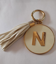 Monogram Letter "N" Large Charm  Tassel Keychain