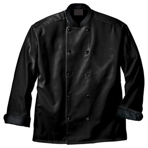 Aramark Vestis Double Breasted Linen Chef’s Coat Unisex LARGE (GO2487), Black