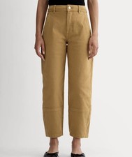 Everlane Organic Cotton Utility Barrel Pant Ochre Brown High Rise Size 14